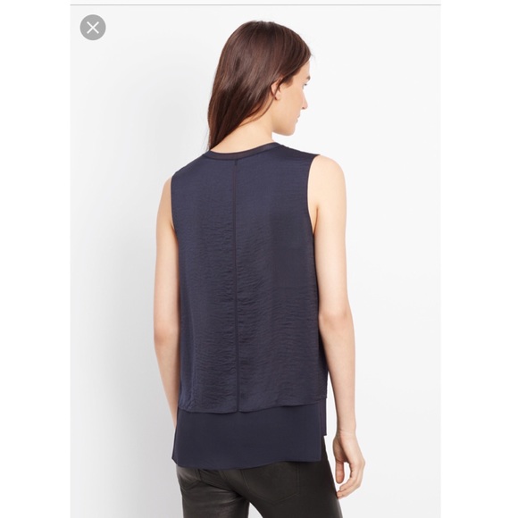 Vince Silk Mixed Media Overlay Tank - Picture 2 of 8
